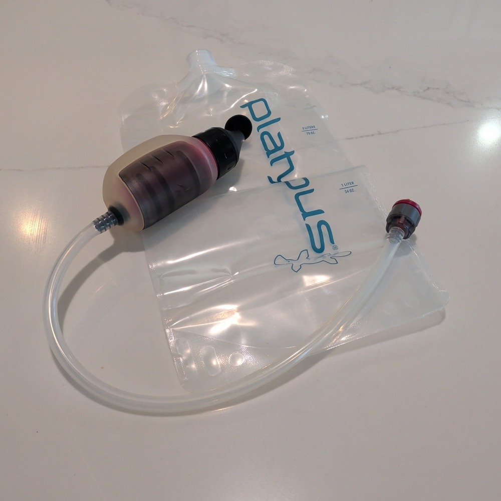 MSR Trailshot Ultralight Backpacking Squeeze Water Filter/ 2L Platypus Bladder